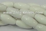 CAG719 15.5 inches 10*20mm rice white agate gemstone beads wholesale