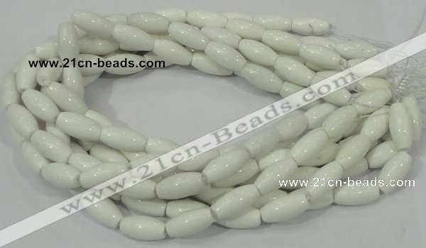 CAG719 15.5 inches 10*20mm rice white agate gemstone beads wholesale