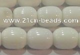 CAG7211 15.5 inches 10*12mm drum white agate gemstone beads