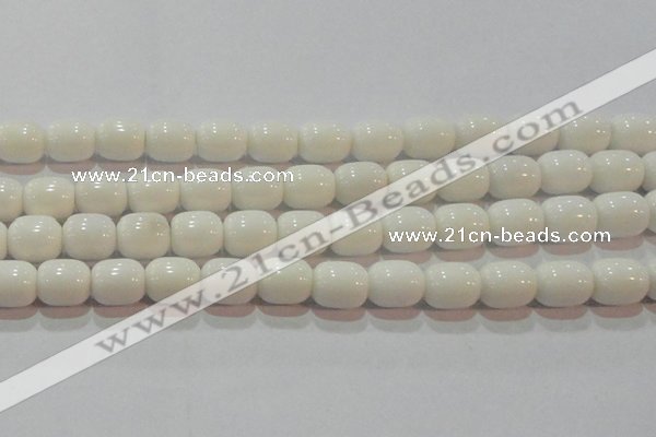 CAG7211 15.5 inches 10*12mm drum white agate gemstone beads
