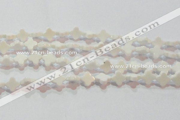 CAG7218 15.5 inches 12*12mm flower white agate gemstone beads