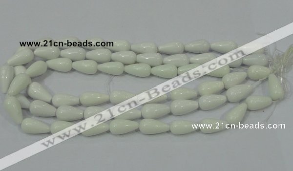 CAG722 15.5 inches 10*20mm teardrop white agate gemstone beads