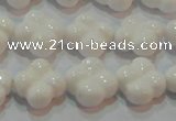 CAG7220 15.5 inches 12*12mm carved flower white agate gemstone beads