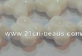 CAG7224 15.5 inches 20*20mm carved flower white agate gemstone beads