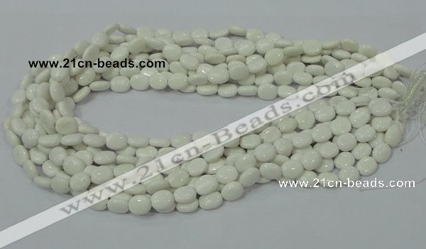 CAG723 15.5 inches 8*10mm oval white agate gemstone beads wholesale