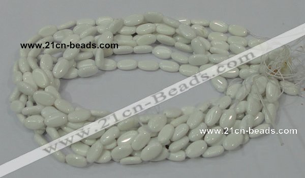 CAG724 15.5 inches 8*14mm oval white agate gemstone beads wholesale