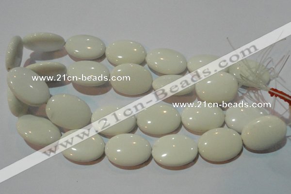 CAG7243 15.5 inches 22*30mm oval white agate gemstone beads