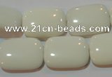 CAG7246 15.5 inches 12*16mm rectangle white agate gemstone beads