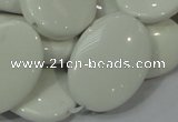 CAG725 15.5 inches 20*30mm oval white agate gemstone beads wholesale