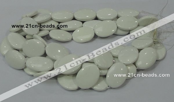 CAG725 15.5 inches 20*30mm oval white agate gemstone beads wholesale