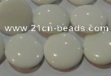 CAG7251 15.5 inches 10mm flat round white agate gemstone beads