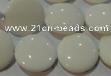 CAG7252 15.5 inches 12mm flat round white agate gemstone beads