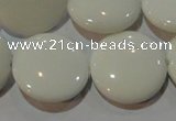 CAG7254 15.5 inches 16mm flat round white agate gemstone beads