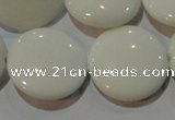 CAG7255 15.5 inches 18mm flat round white agate gemstone beads