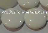 CAG7256 15.5 inches 20mm flat round white agate gemstone beads