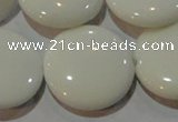 CAG7257 15.5 inches 25mm flat round white agate gemstone beads