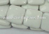 CAG726 15.5 inches 20*20mm square white agate gemstone beads