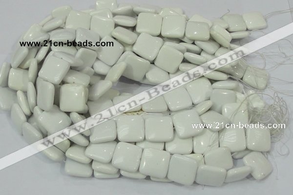 CAG726 15.5 inches 20*20mm square white agate gemstone beads