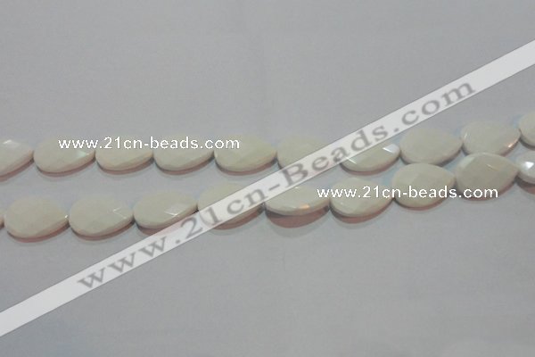 CAG7265 15.5 inches 12*16mm faceted flat teardrop white agate beads