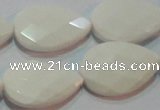 CAG7266 15.5 inches 13*18mm faceted flat teardrop white agate beads