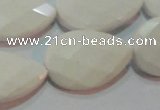 CAG7267 15.5 inches 15*20mm faceted flat teardrop white agate beads