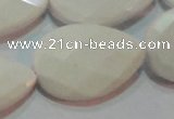 CAG7269 15.5 inches 20*30mm faceted flat teardrop white agate beads
