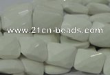 CAG727 15.5 inches 15*20mm twisted faceted rectangle white agate beads