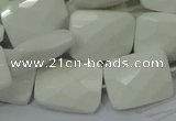 CAG728 15.5 inches 18*25mm twisted faceted rectangle white agate beads