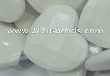 CAG729 15.5 inches 30*30mm faceted heart white agate beads