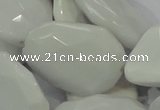 CAG730 15.5 inches 20*30mm faceted freeform white agate beads