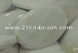 CAG731 15.5 inches 30*45mm faceted freeform white agate beads