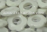 CAG732 15.5 inches 22*22mm flower-shaped white agate beads