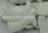 CAG733 15.5 inches 30*40mm flower-shaped white agate beads