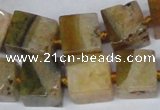 CAG7382 15.5 inches 11*12mm - 13*14mm cube dragon veins agate beads