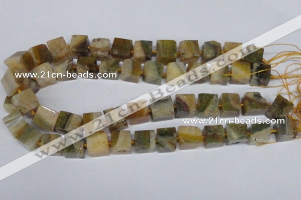 CAG7382 15.5 inches 11*12mm - 13*14mm cube dragon veins agate beads