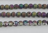 CAG7448 15.5 inches 4mm round plated druzy agate beads wholesale