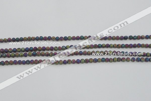 CAG7448 15.5 inches 4mm round plated druzy agate beads wholesale