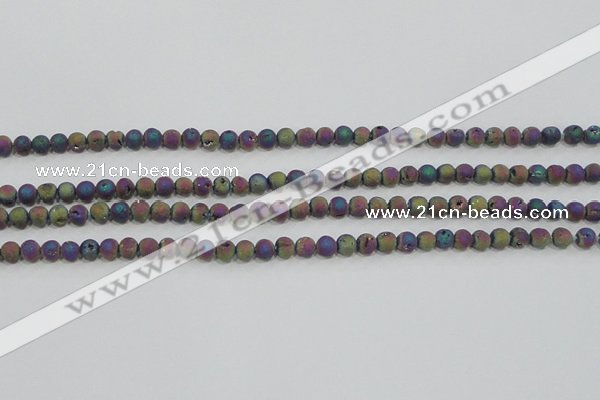 CAG7449 15.5 inches 6mm round plated druzy agate beads wholesale