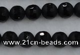 CAG7451 15.5 inches 6mm faceted round matte black agate beads