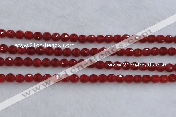 CAG7456 15.5 inches 6mm faceted round matte red agate beads