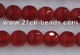 CAG7457 15.5 inches 8mm faceted round matte red agate beads