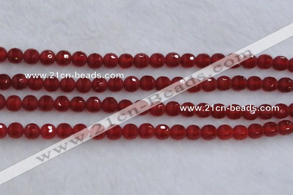 CAG7457 15.5 inches 8mm faceted round matte red agate beads