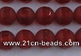 CAG7458 15.5 inches 10mm faceted round matte red agate beads