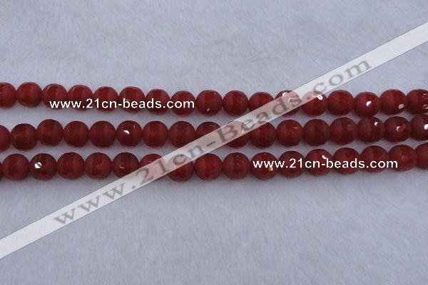 CAG7458 15.5 inches 10mm faceted round matte red agate beads