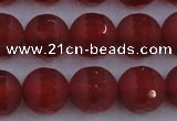 CAG7459 15.5 inches 12mm faceted round matte red agate beads