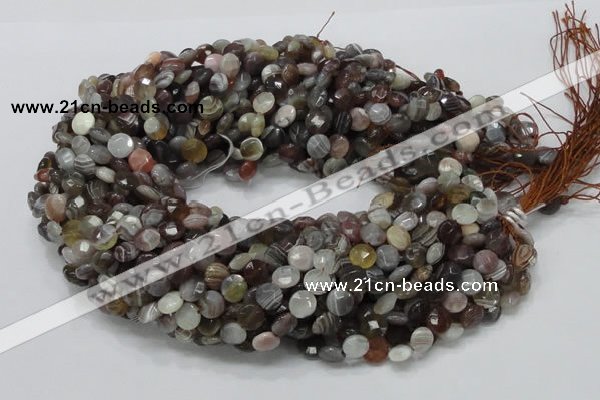 CAG750 15.5 inches 8mm faceted coin botswana agate beads wholesale