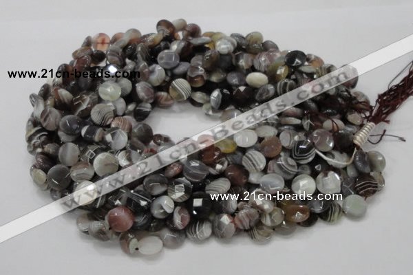 CAG752 15.5 inches 12mm faceted coin botswana agate beads wholesale