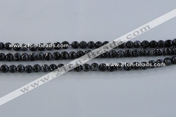 CAG7601 15.5 inches 6mm faceted round frosted agate beads wholesale