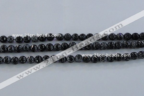 CAG7602 15.5 inches 8mm faceted round frosted agate beads wholesale