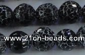 CAG7606 15.5 inches 16mm faceted round frosted agate beads wholesale